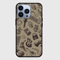 Чехол для iPhone 13 Pro Nirvana crash guitar beige, цвет: 3D-черный
