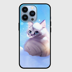 Чехол для iPhone 13 Pro Заснеженный котик, цвет: 3D-черный