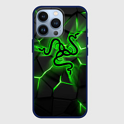 Чехол для iPhone 13 Pro Razer neon logo, цвет: 3D-тёмно-синий