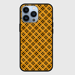 Чехол для iPhone 13 Pro Черно желтый узор в косую клетку, цвет: 3D-черный