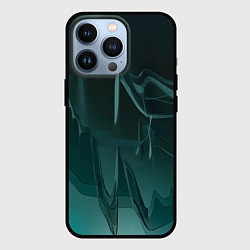 Чехол для iPhone 13 Pro Волнообразные тёмно-зелёные линии, цвет: 3D-черный