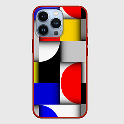 Чехол для iPhone 13 Pro Оптическая иллюзия из кругов, прямоугольников и фи, цвет: 3D-красный