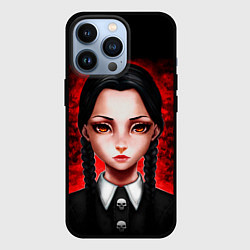 Чехол для iPhone 13 Pro Уэнсдэй на красном фоне, цвет: 3D-черный