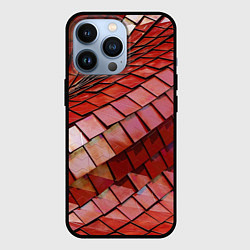 Чехол для iPhone 13 Pro Красный паттерн из металлических блоков, цвет: 3D-черный