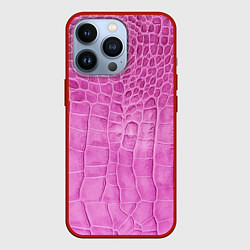 Чехол для iPhone 13 Pro Кожа - текстура - pink, цвет: 3D-красный