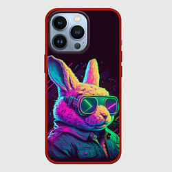 Чехол для iPhone 13 Pro Модный кролик в очках, цвет: 3D-красный