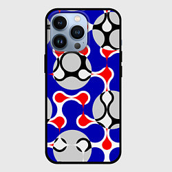 Чехол для iPhone 13 Pro Абстрактные сине-красные паттерны и шары, цвет: 3D-черный