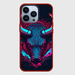 Чехол для iPhone 13 Pro Неоновый бык, цвет: 3D-красный