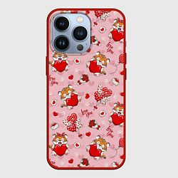 Чехол для iPhone 13 Pro Влюбленные тигрята, цвет: 3D-красный