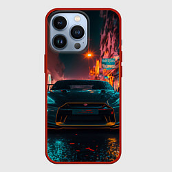Чехол для iPhone 13 Pro GTR в ночном городе, цвет: 3D-красный