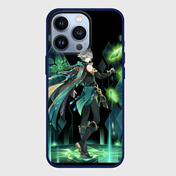 Чехол для iPhone 13 Pro Аль-Хайтам - взрыв стихий, цвет: 3D-тёмно-синий
