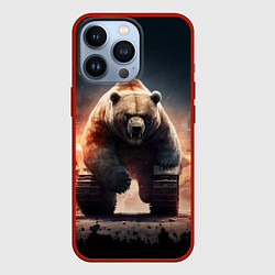 Чехол для iPhone 13 Pro Медведь-танк, цвет: 3D-красный