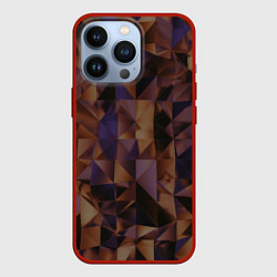 Чехол для iPhone 13 Pro Стеклянная тёмная геометрическая текстура, цвет: 3D-красный