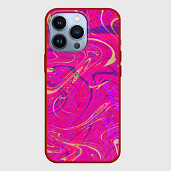 Чехол для iPhone 13 Pro Розовая абстракция, цвет: 3D-красный
