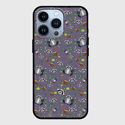 Чехол для iPhone 13 Pro Енотики паттерн, цвет: 3D-черный