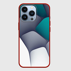Чехол для iPhone 13 Pro Серо-бело-синий каменный паттерн, цвет: 3D-красный