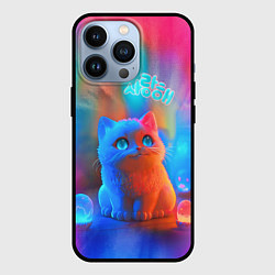 Чехол для iPhone 13 Pro Милый котенок - тай-дай, цвет: 3D-черный