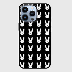 Чехол для iPhone 13 Pro Bunny pattern black, цвет: 3D-черный
