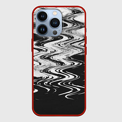 Чехол для iPhone 13 Pro Чёрная вода паттерн, цвет: 3D-красный