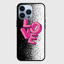 Чехол для iPhone 13 Pro Love - розовый, цвет: 3D-черный