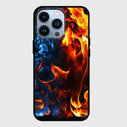 Чехол для iPhone 13 Pro Битва огней - два пламени, цвет: 3D-черный
