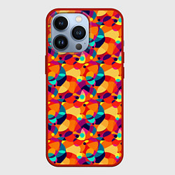 Чехол для iPhone 13 Pro Абстрактный узор из разноцветных окружностей, цвет: 3D-красный