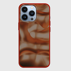 Чехол для iPhone 13 Pro Тёмно-золотистые абстрактные волны, цвет: 3D-красный