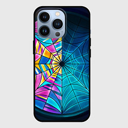 Чехол для iPhone 13 Pro Уэнсдей - окно ночной витраж - текстура зерна, цвет: 3D-черный