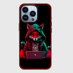Чехол для iPhone 13 Pro Лис за ноутбуком от нейросети, цвет: 3D-красный