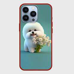 Чехол для iPhone 13 Pro Белая собака милаха, цвет: 3D-красный