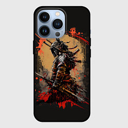 Чехол для iPhone 13 Pro Самурай - брызги красок, цвет: 3D-черный