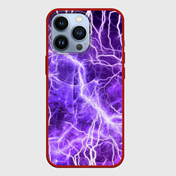 Чехол для iPhone 13 Pro Текстура молнии, электро, цвет: 3D-красный