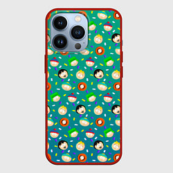 Чехол для iPhone 13 Pro Южный Парк - паттерн персонажи, цвет: 3D-красный