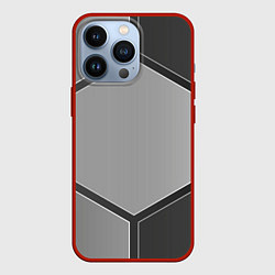 Чехол для iPhone 13 Pro Серебряные металлические пластины, цвет: 3D-красный