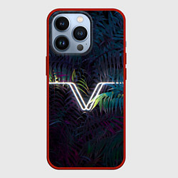Чехол для iPhone 13 Pro Неоновая линия в листве, цвет: 3D-красный