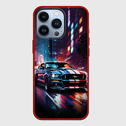 Чехол для iPhone 13 Pro Форд мустанг в ночи тройная скорость, цвет: 3D-красный