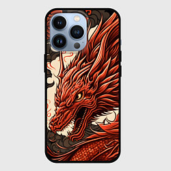 Чехол для iPhone 13 Pro Японский краcный дракон, цвет: 3D-черный