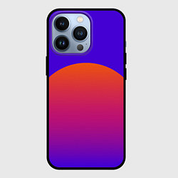 Чехол для iPhone 13 Pro Оранжевый круг на синем фоне в стиле ретро, цвет: 3D-черный
