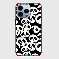 Чехол для iPhone 13 Pro Весёлые панды, цвет: 3D-красный
