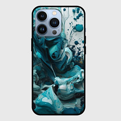 Чехол для iPhone 13 Pro Абстрактные голубые брызги краски, цвет: 3D-черный