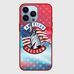 Чехол для iPhone 13 Pro American freedom, цвет: 3D-красный