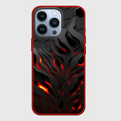 Чехол для iPhone 13 Pro Объемное черное пламя, цвет: 3D-красный