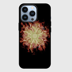 Чехол для iPhone 13 Pro Цветок в огне, цвет: 3D-черный