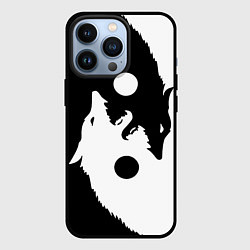 Чехол для iPhone 13 Pro Инь-Ян волки, цвет: 3D-черный