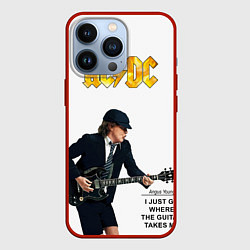 Чехол для iPhone 13 Pro Ангус Янг играющий на гитаре, цвет: 3D-красный