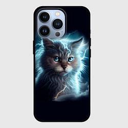 Чехол для iPhone 13 Pro Котик с молниями, цвет: 3D-черный