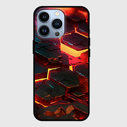 Чехол для iPhone 13 Pro Сломанные лавовые наносоты, цвет: 3D-черный
