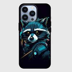 Чехол для iPhone 13 Pro Енот - cyberpunk style, цвет: 3D-черный