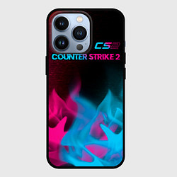 Чехол для iPhone 13 Pro Counter Strike 2 - neon gradient: символ сверху, цвет: 3D-черный