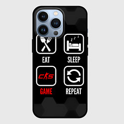 Чехол для iPhone 13 Pro Eat, sleep, Counter-Strike 2, repeat, цвет: 3D-черный